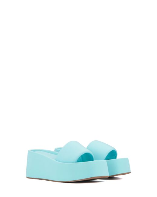 Olivia Miller Blue Uproar Platform Slide Sandal