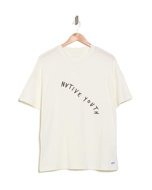 Native Youth White Relaxed Fit Cotton T-shirt for men