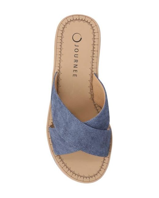 Journee Collection Blue Biara Platform Wedge Sandal