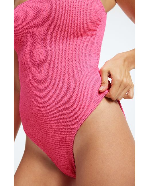GOOD AMERICAN Pink Always Fits One-shoulder One-piece Swimsuit