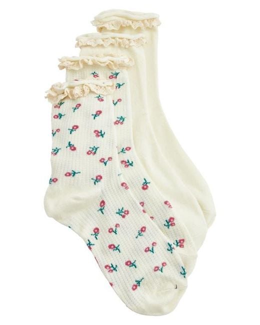 Stems White Flora Assorted 2-Pack Cotton Blend Crew Socks