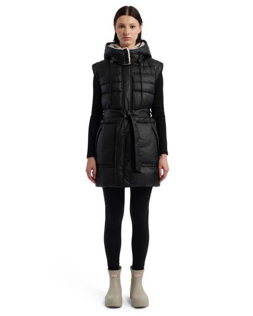 HUNTER Doby Faux Fur Lined Marshmallow Puffer Vest in Black Lyst