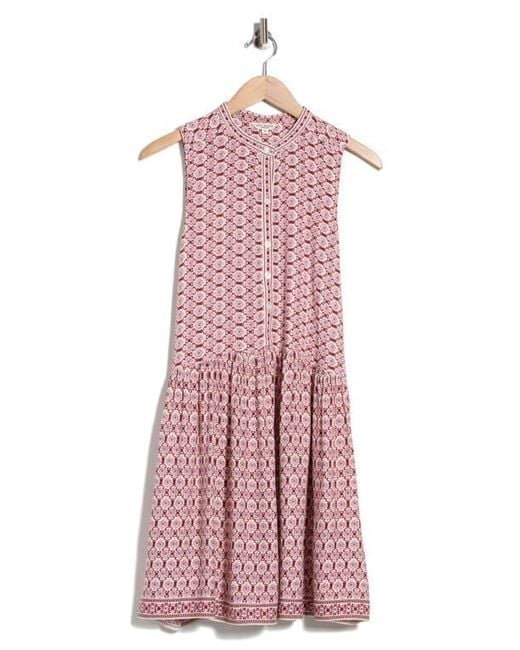 Max Studio Pink Buttoned Printed Dress