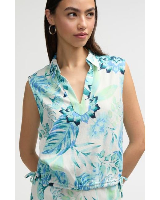 NVLT Blue Sleeveless Drawstring Hem Top