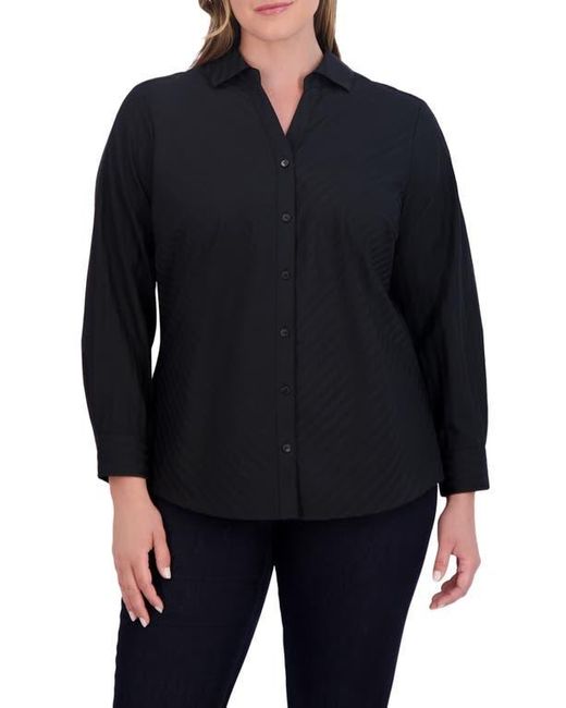 Foxcroft Black Mary Cotton Blend Button-Up Shirt