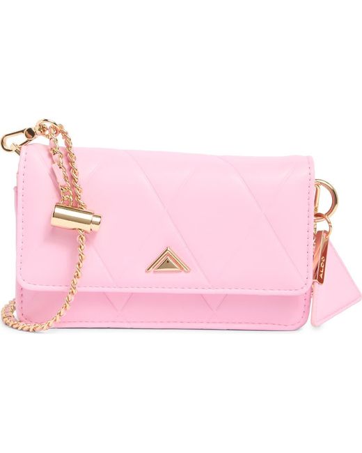 Aldo ◆ キルティング クロスバッグ + ウォレット兼用 pink ALDO Fit It All Quilted Crossbody Bag in Pink | Lyst