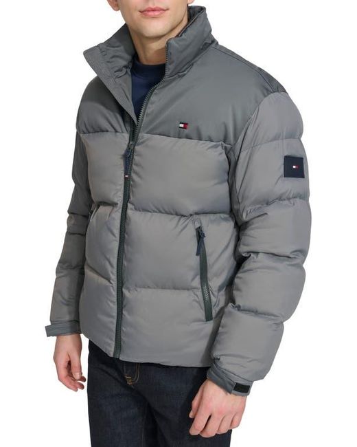 Tommy Hilfiger Gray Matte Water Resistant Puffer Jacket for men