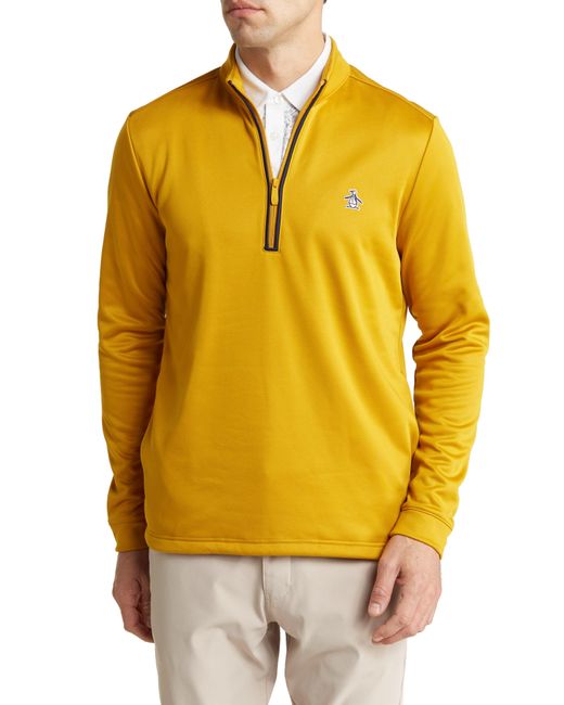 Original Penguin Yellow Long Sleeve Half-zip Fleece Pullover for men