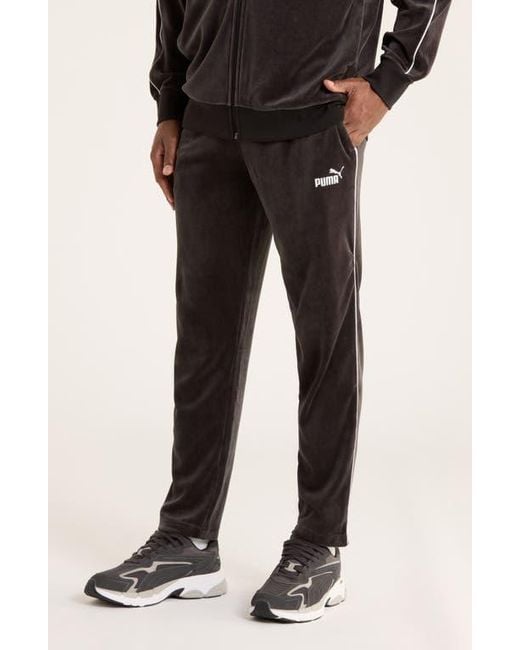 PUMA Black Essentials Elevated Velour Track Pants for men