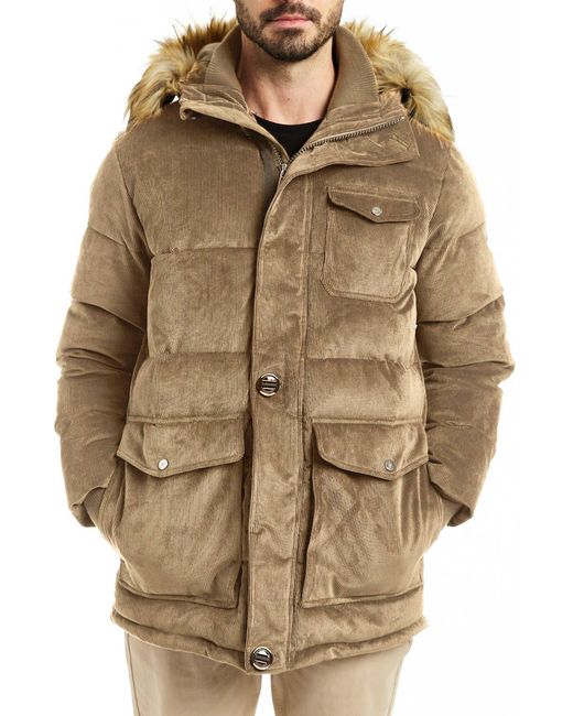 Rainforest Corduroy Parka With Faux Fur Trim in Natural for Men | Lyst