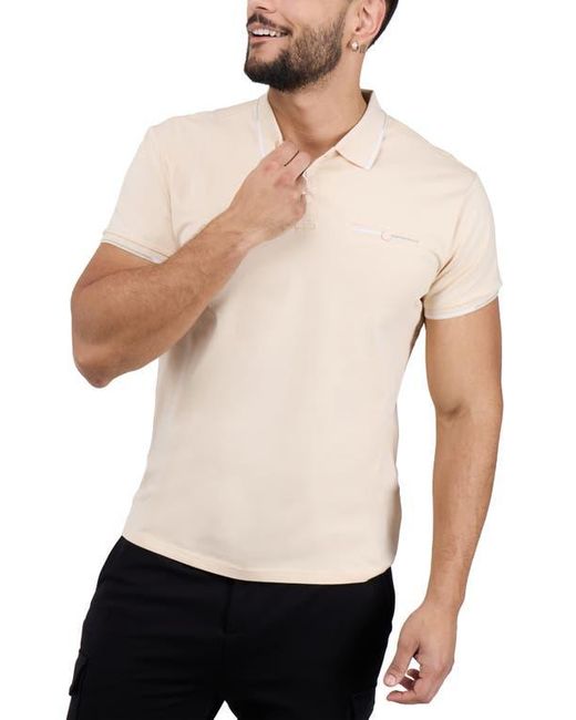 Xray Jeans White Jacquard Rib Collar Polo for men