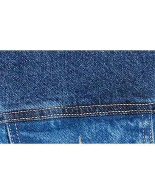 Habitual Blue Colorblock Crop Trucker Jacket