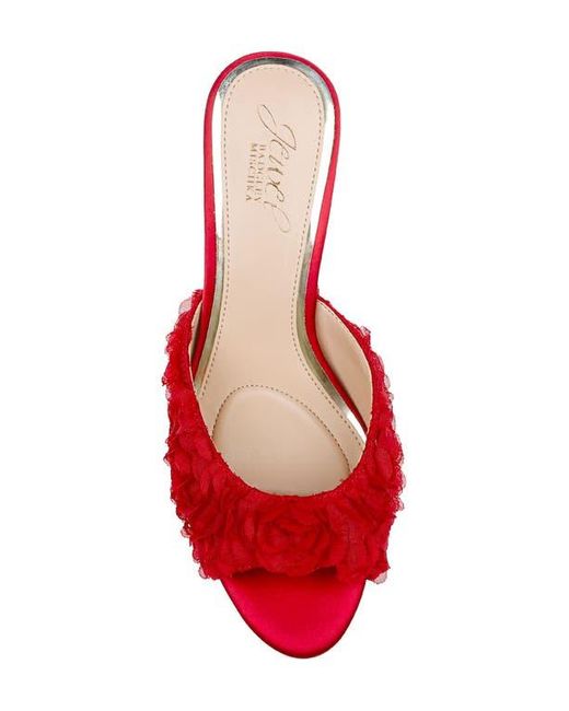Badgley Mischka Red Scarlet Mesh Flower Sandal
