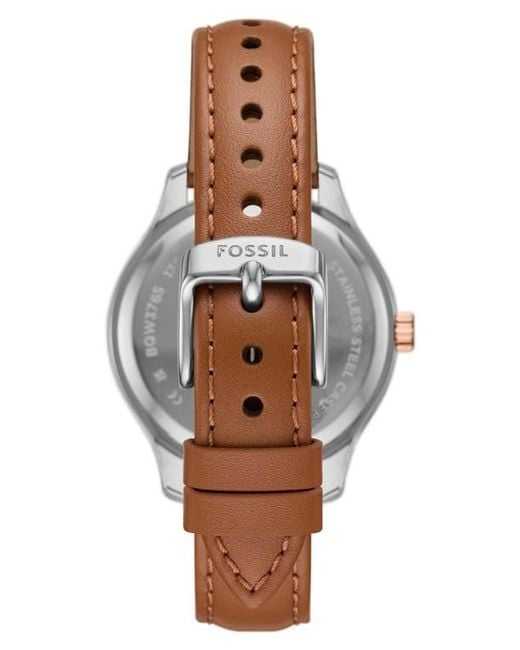 Fossil Blue Rye Multifunction Leather Strap Watch, 36M