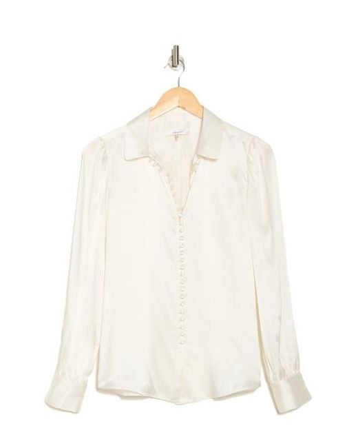 FRAME White Round Collar Button Front Shirt