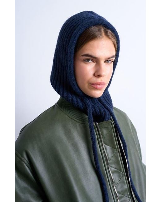 TOPSHOP Green Hero Rib Drawstring Balaclava