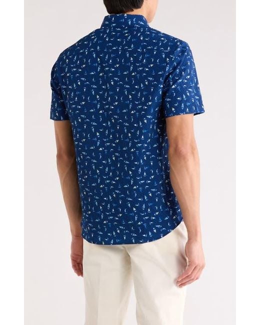 Con.struct Blue Sailboat Seersucker Button-Down Shirt for men