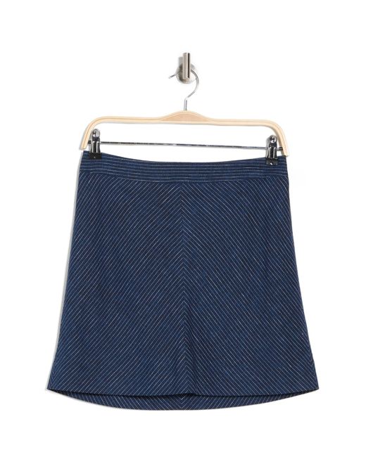 DKNY Blue Pinstripe Linen Blend Skirt