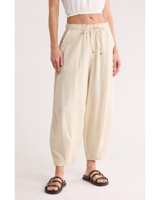 Max Studio Natural Cropped Drawstring Pants