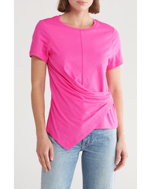 DKNY Pink Faux Wrap T-shirt