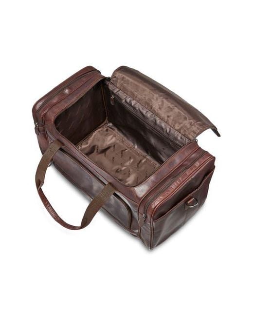 Mancini Brown Carry-On Leather Duffle Bag for men