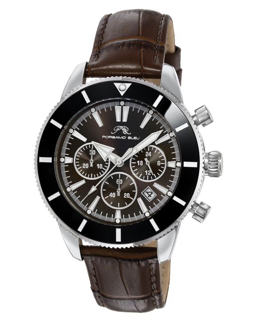 Porsamo Bleu Brandon Leather Strap Chronograph in Black for Men Lyst