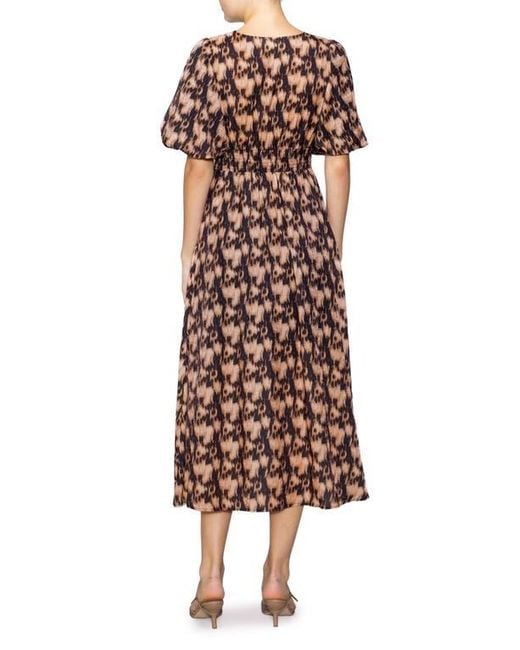 MELLODAY Multicolor Bubble Sleeve Fit & Flare Midi Dress