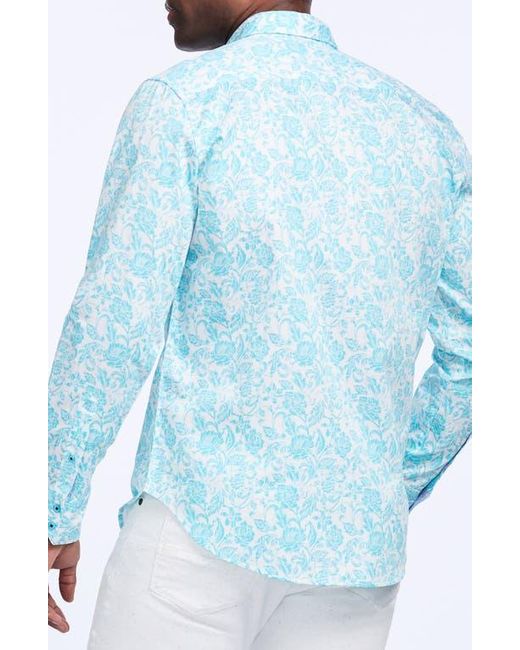 Robert Graham Blue Caledon Cotton Button-Up Shirt for men