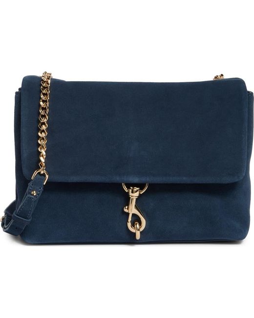 Rebecca Minkoff Blue Edie Suede Flap Shoulder Bag