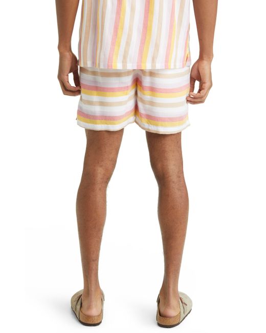 Native Youth White Mixed Stripe Shorts for men