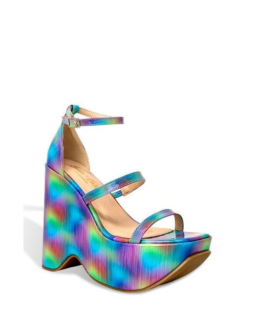 In Touch Footwear Blue Astra Platform Wedge Ankle Strap Sandal