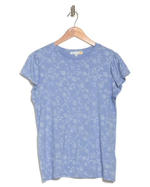 C&C California Blue Estelle Flutter Sleeve T-shirt