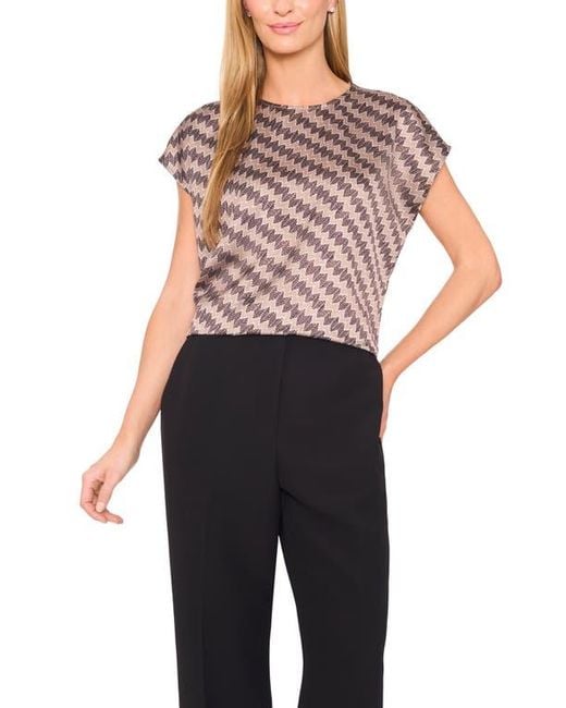 Halogen® Black Zigzag Dot Print Cap Sleeve Shell