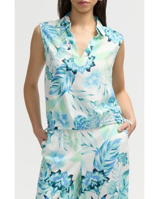 NVLT Blue Sleeveless Drawstring Hem Top