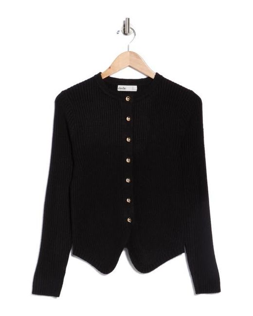 Elodie Bruno Black Cutaway Rib Cardigan