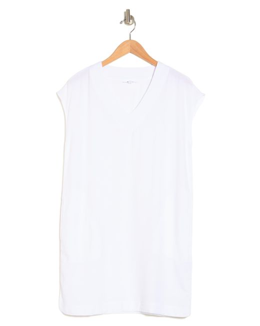 Splendid White Evian V-neck T-shirt Dress