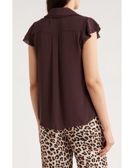 Tahari Tiered Flutter Sleeve Button-Up Shirt