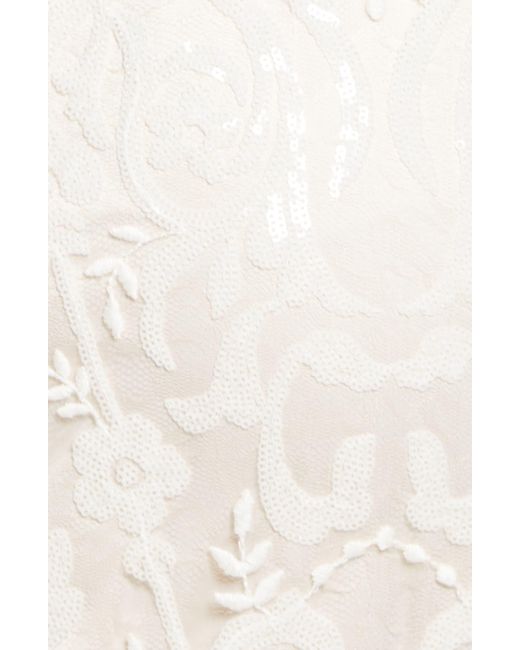 Vince Camuto White Embroidered Sheath Cocktail Dress