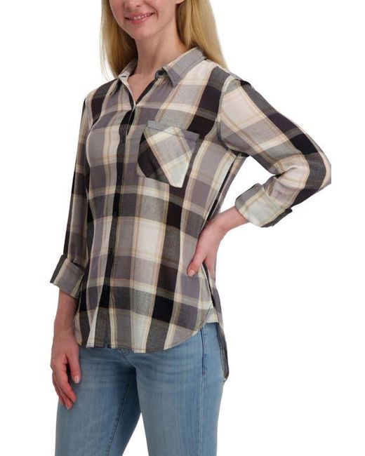 Lucky Brand Black Plaid Button-Up Shirt