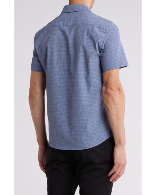 DKNY Blue Ezra Short Sleeve Button-up Shirt for men
