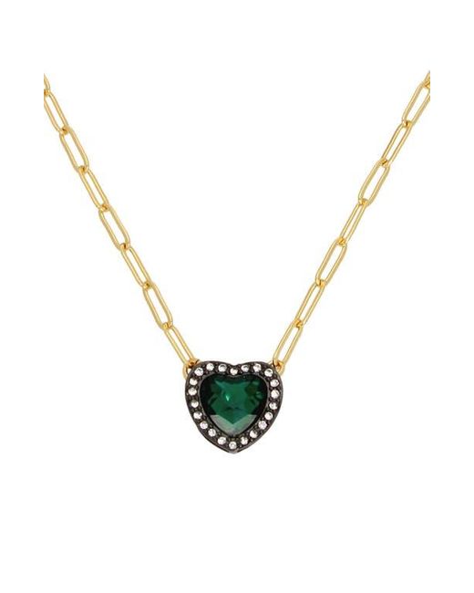 Kurt Geiger Green Heart Halo Pendant Necklace