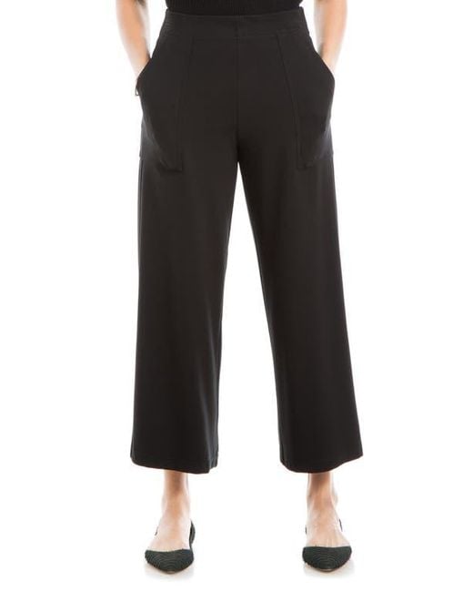 Max Studio Ponte Crop Wide Leg Pull On Pants in Black Lyst
