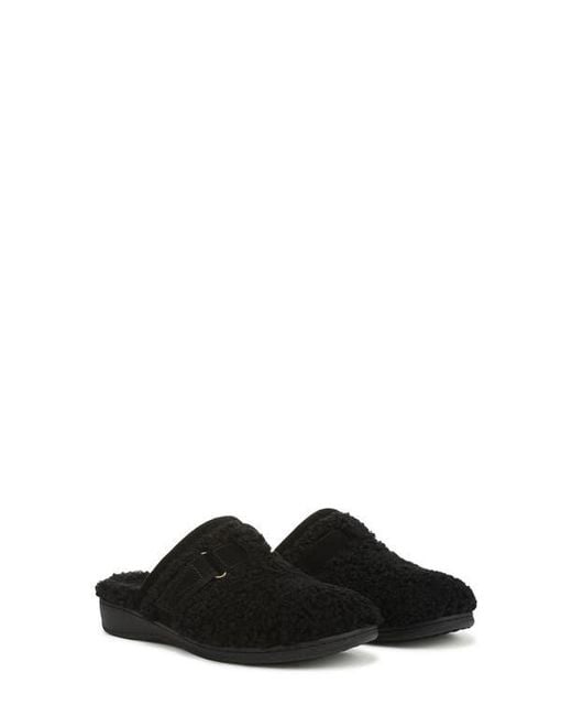 Vionic Black Izzy Faux Shearling Clog