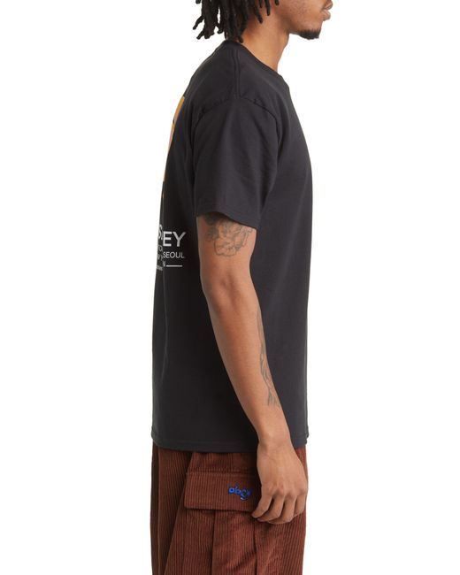 Obey Black House Of Flower Graphic Tee for men