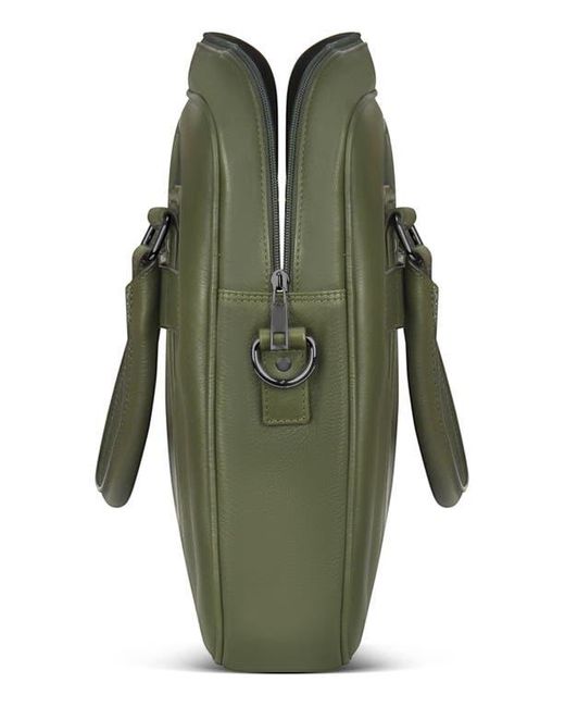 CHAMPS Green Compact Leather Slim Briefcase for men