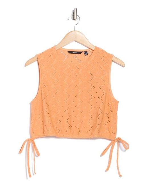 Vero Moda Orange Kim Eyelet Sleeveless Crop Top