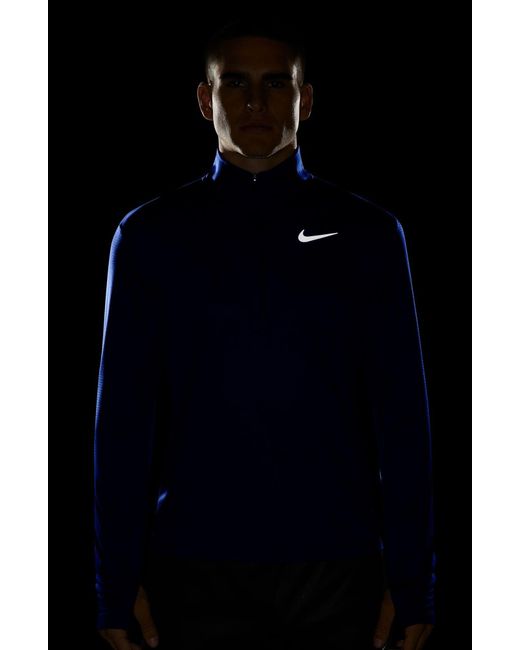 Nike Blue Pacer Dri-fit Half Zip Long Sleeve Running Shirt for men