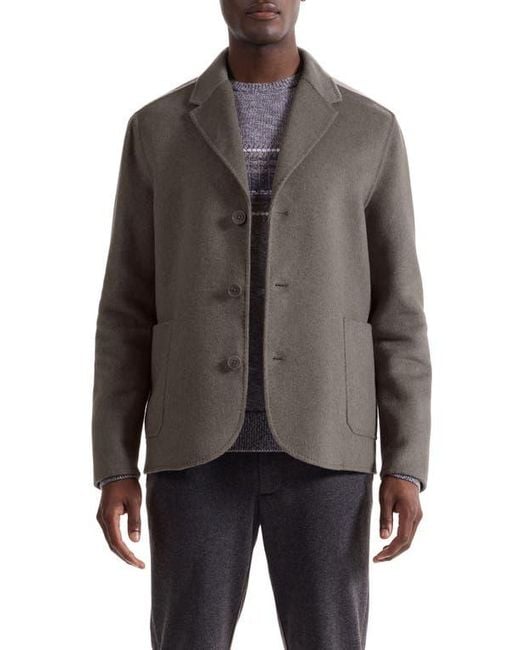 Bugatchi Gray Felted Wool Blend Three Button Blazer for men