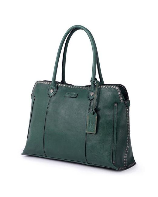Old Trend Green Soul Stud Leather Satchel Bag