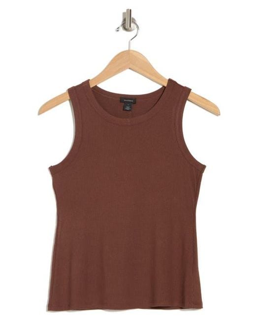 Halogen® Blue Fitted Ribbed Tank Top